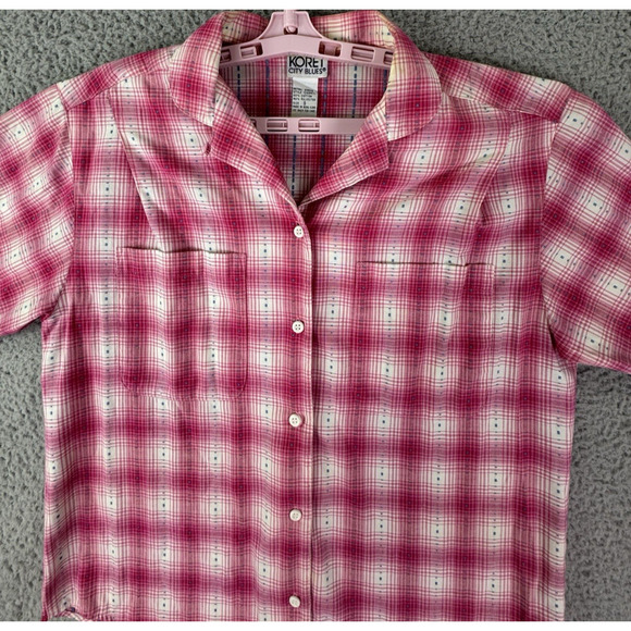Koret City Blues Womens Pink Plaid Button Shirt Size S - Picture 2 of 15